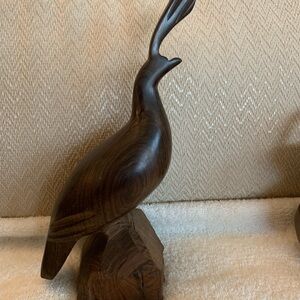 Elegant Brown Wooden Bird Sculpture